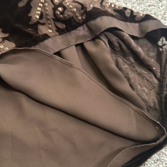 MARELLA brown velvet embellish  Regencycore burnout  baby doll top size 8 Fariy - Picture 10 of 11